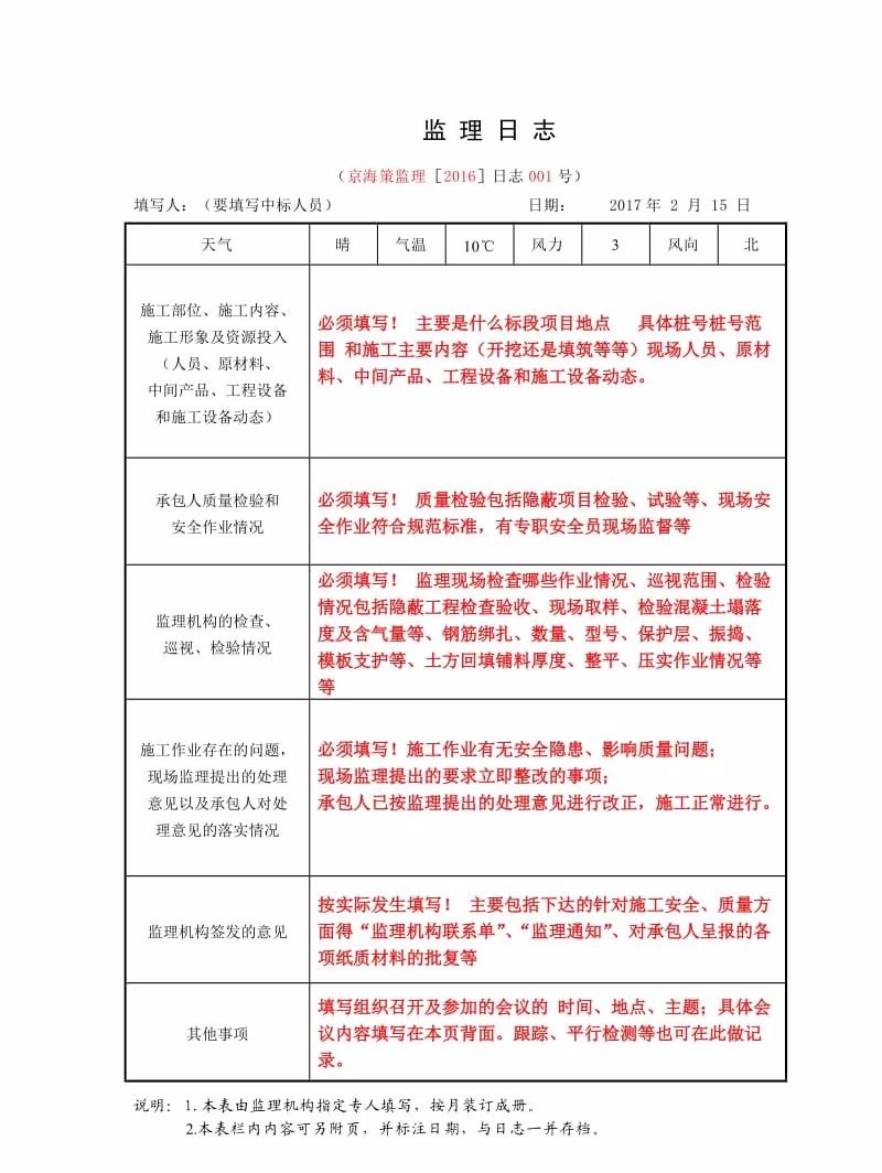 監(jiān)理日志填寫時，把這10條記錄完善，任何檢查都不怕！